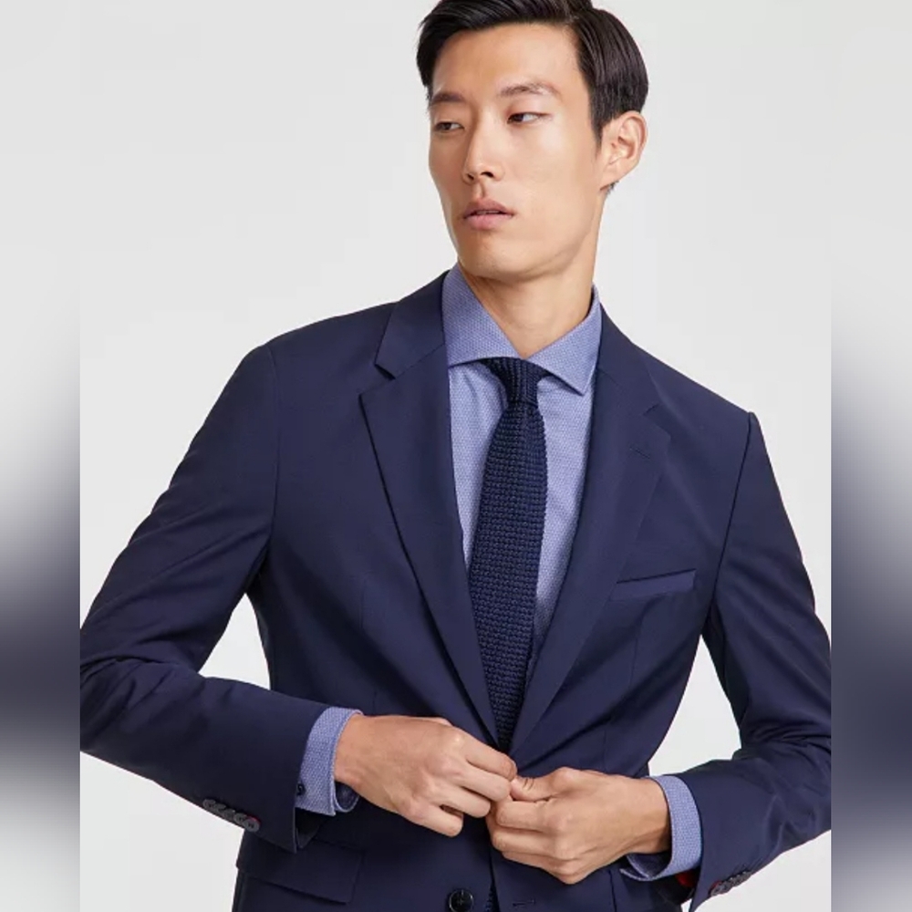 Hugo Boss Men's Blue Modern-Fit Solid Wool-Blend Suit Jacket Size 42R